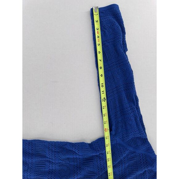 Joan Rivers Cardigan Sz L Open Crochet Knit Boho Beach Blue Lagenlook Shawl New - Picture 12 of 13